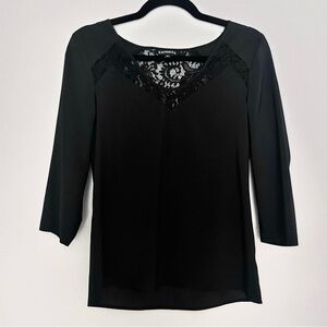 Silky Lace Black Blouse